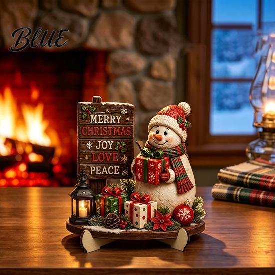 Indoor Outdoor Christmas Sign Wooden Table Sign 2D Flat Santa Claus/Snowman Reading Desktop Ornament Decorative Signage with Stand Holiday Tabletop
