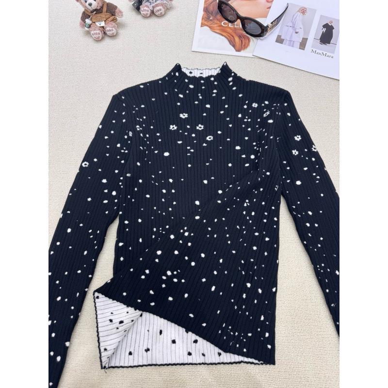 Trendy Brand Double-Sided Jacquard Knitwear: High-Quality Early Autumn Round/Half-High Neck Base Layer