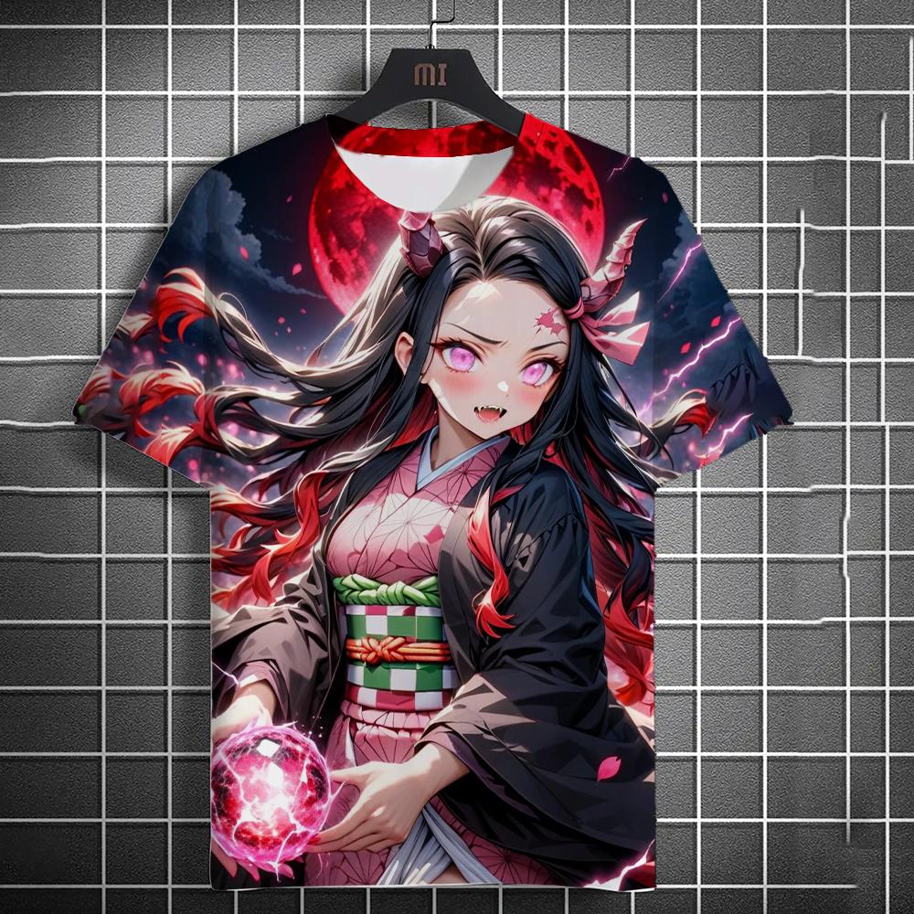 Men's and Womens Summer Fashion High Quality 3d Printing Anime Print T-shirt Casual Polyester Round Neck Casual Short Sleeve