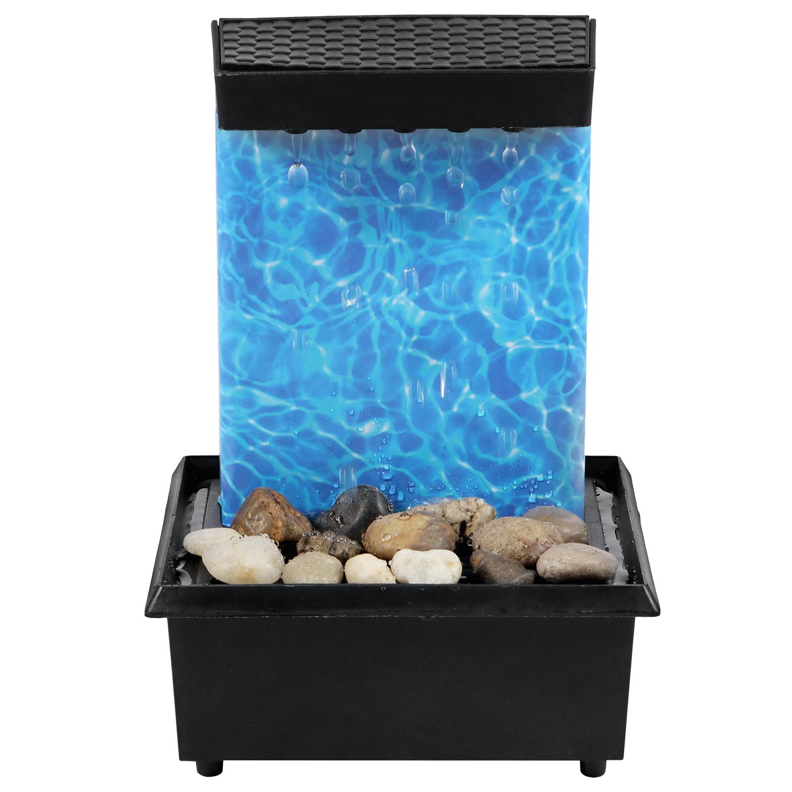 

Tabletop Fountain with Light Battery/USB Operated Mini Desktop Waterfall Decoration Creative Flowing Water Fountain Ornaments морской синий