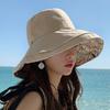 Double-Sided Women Bucket Hat Solid Color Flower Print Wide Brim Fisherman Hats For Ladies Outdoor Travel Panama Sunscreen Cap