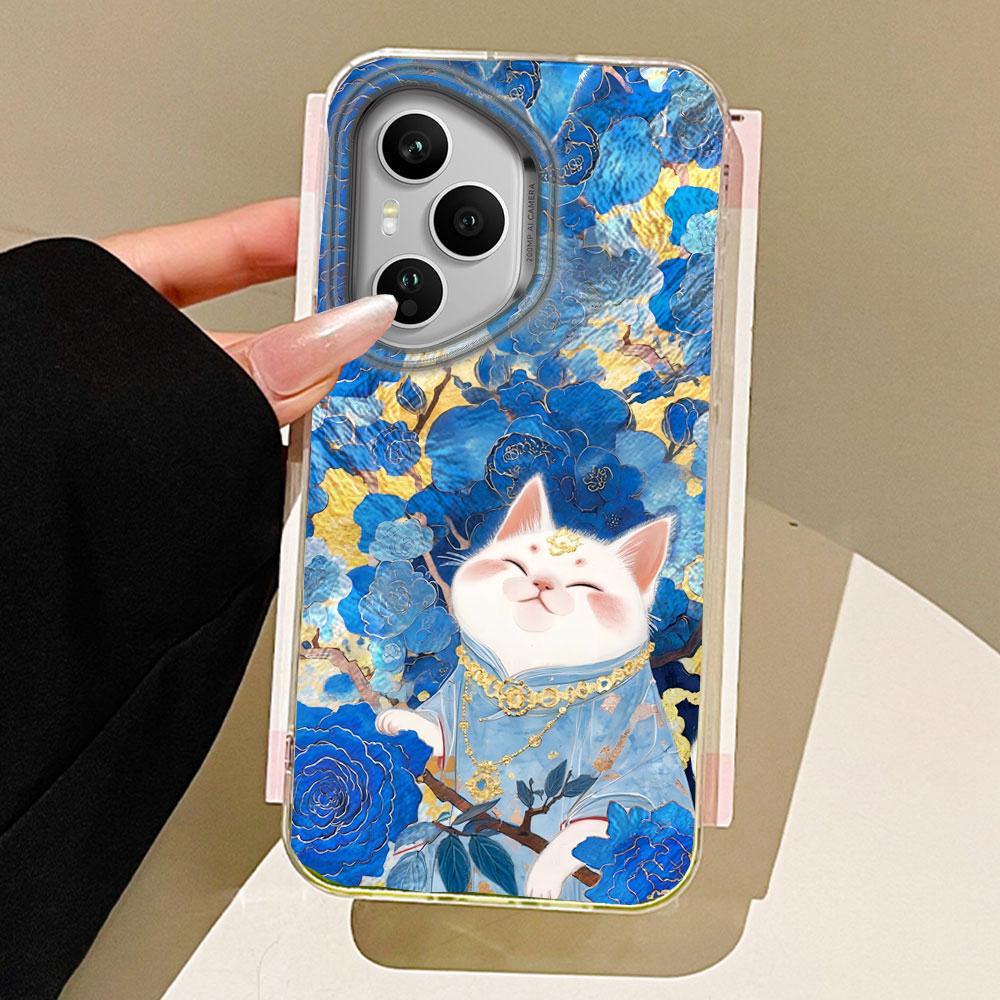 

Korean Cute White Cat Women Phone Case for Honor 400 200 90 Smart Pro Magic7 6 5 70 Lite X9a X9c X9b X8b X8a X8c X7c X6c Cover Honor X9c білий