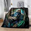 Gorilla Surrounded By Lush Greenery Pattern Blanket Flannel Material Soft Warm for All Seasons, Home Outdoor Camping Picnics RV