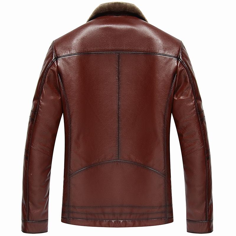 Winter New Leather Jacket Men's Short Leather Jacket Lapel Thickened Casual Jacket