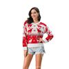 2026 Autumn/Winter Women's Red Christmas Sweater with Deer and Snowflake Design