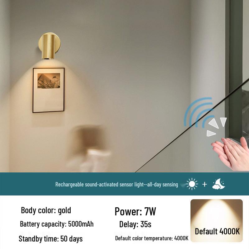 Rechargeable Motion-Activated Voice-Control Wall Spotlight
