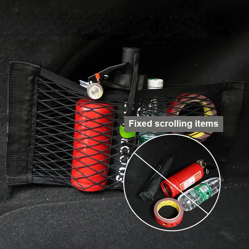 Car Trunk Storage Net Seat Elastic String Net Velcro Mesh Storage Bag Car Organizer Seat Back Bag