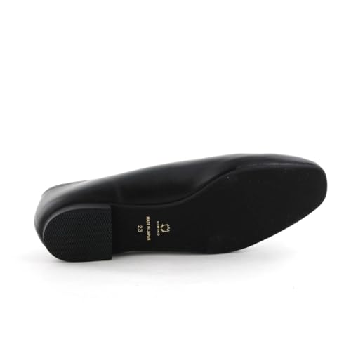 HIMIKO Metal Point Flat Pumps, Genuine Leather with Soft Cushioning, Black, Size 240 (Product Code: 651326)