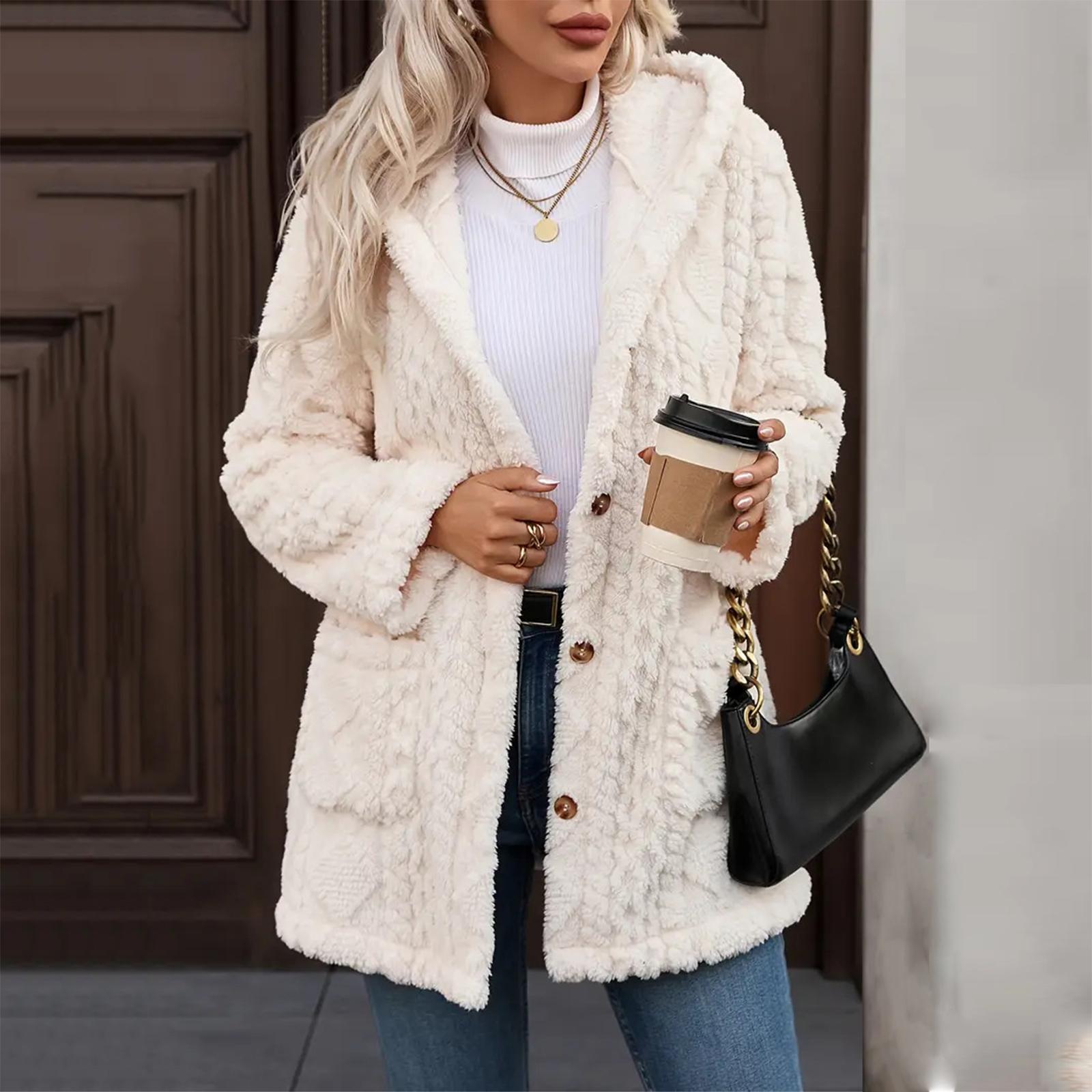 

Женские зимние пальто Теплые плюшевые куртки Кардиган с открытой передней частью и длинными рукавами Модная пушистая верхняя одежда XXL