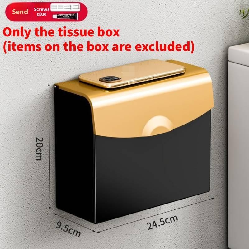 Aluminum Alloy Bathroom Paper Holder With Nodrill Mount For Toilet And Shower Storage