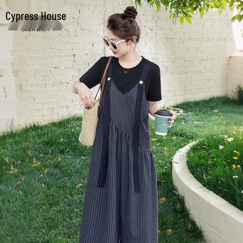 Women s Striped Loose Fit Overalls M