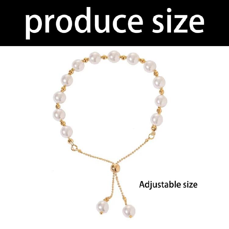 Fashionable Imitation Pearls Stretch Bracelet Minimalist Style Elastic Cord Pull-out Handchain Jewelry For Women Girls