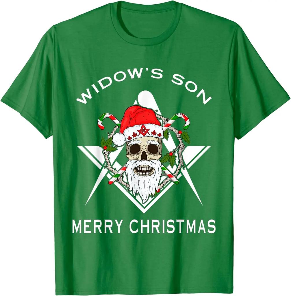 Merry Christmas Masonic Widow's Son Mason Xmas Gift T-Shirt 100% Cotton O-Neck Short Sleeve Casual Mens T-shirt Size S-3XL