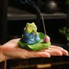 Zen Frog Lotus Leaf Incense Plug Incense Tray,Living Room Tea Tray Aromatherapy Stove,Channel Agarwood Sandalwood Seat Ornament