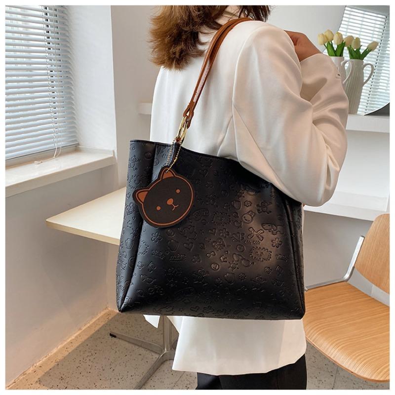 Bag large capacity women's new versatile solid color shoulder trendy fashion simple tote bag high-end women's bag