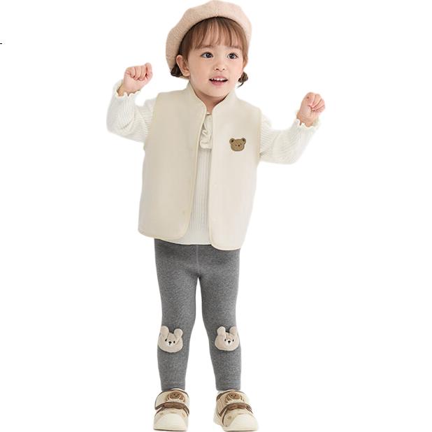 BALABALA BalaOne Girls' Long Pants, Children's Leggings, Autumn And Winter 2025, Fleece-Lined for Warmth, Cute Design, 208425123001