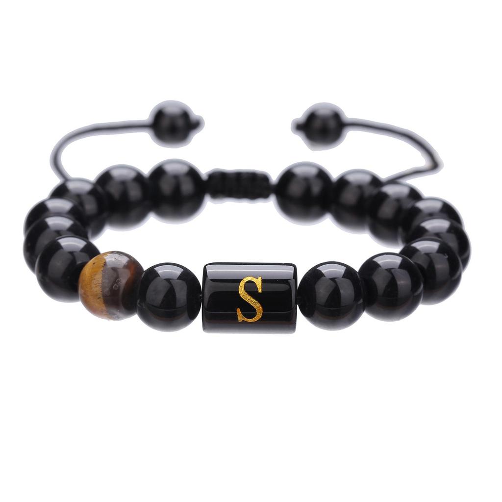 Black Diamond & Tiger Eye Beaded Adjustable Couple Bracelet - Men's Jewelry