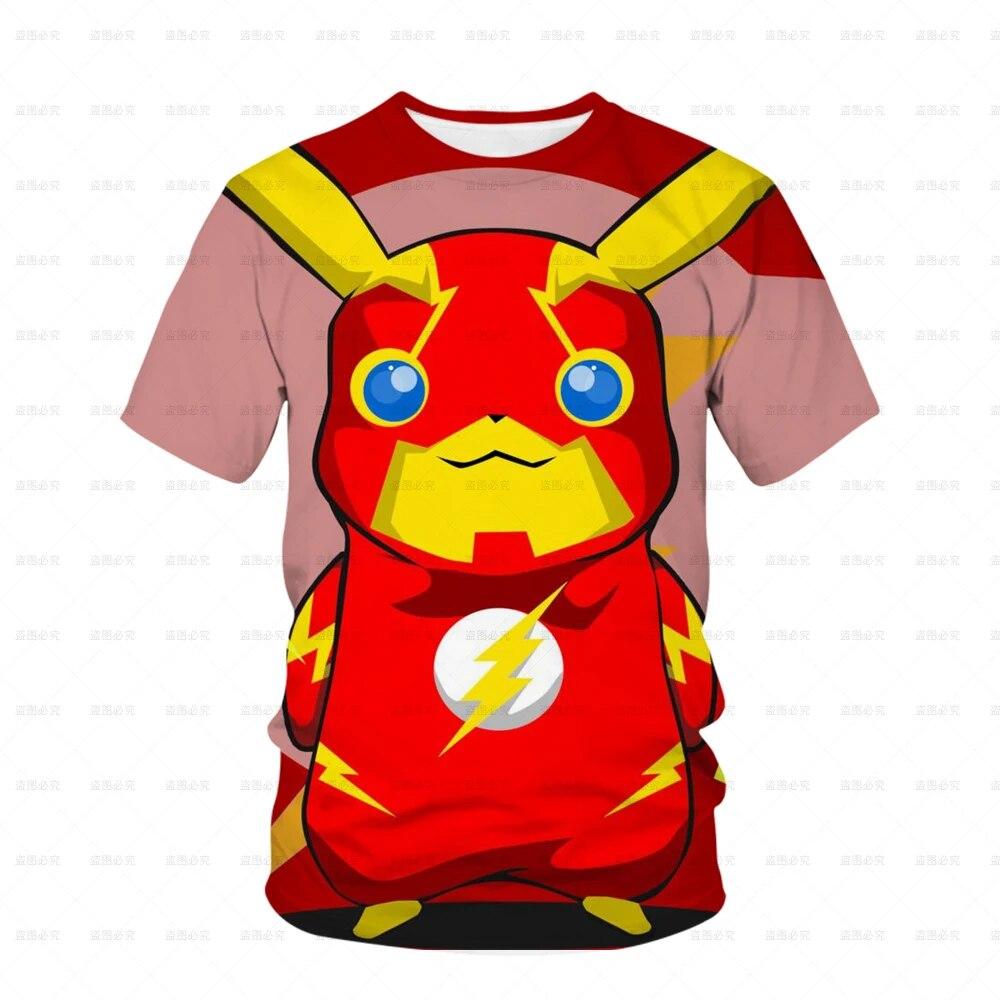 

Летняя футболка, детская уличная одежда, футболки с круглым вырезом и короткими рукавами, топы, забавная одежда в стиле аниме для мальчиков и девочек, повседневная футболка с 3D принтом покемонов