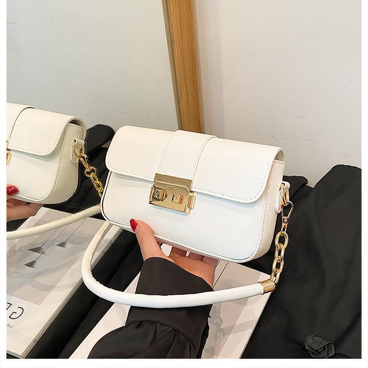 Trendy Small Crossbody Bag For Women Stylish Chain Shoulder Handbag In Black White Coffee Brown Colors