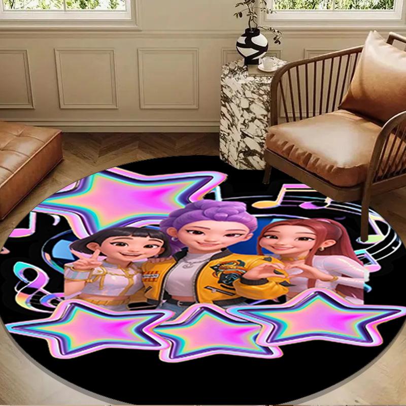 K-pop Demon Hunter Adventure Round Mat Home Decor, Chair Rug For livingroom,Bedroom, Doormat Home Decor Birthday Gift Christmas Gifts
