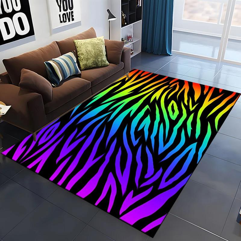 Zebra Stripes Area Rug Animal Skin Print Doormat African Wildlife Animal Carpet for Bedroom Playroom Living Room Soft Floor Mat