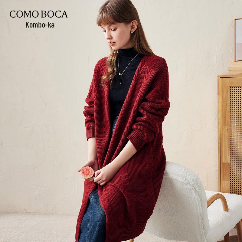 Komong Boca Women's Cable Knit 100% Wool Cardigan