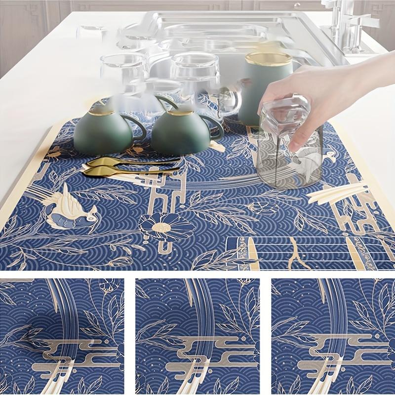 1Pc Kitchen Draining Mat with Bird - Floral Pattern - Waterproof Non - Slip No - Wash for DishCup Drying 949₽