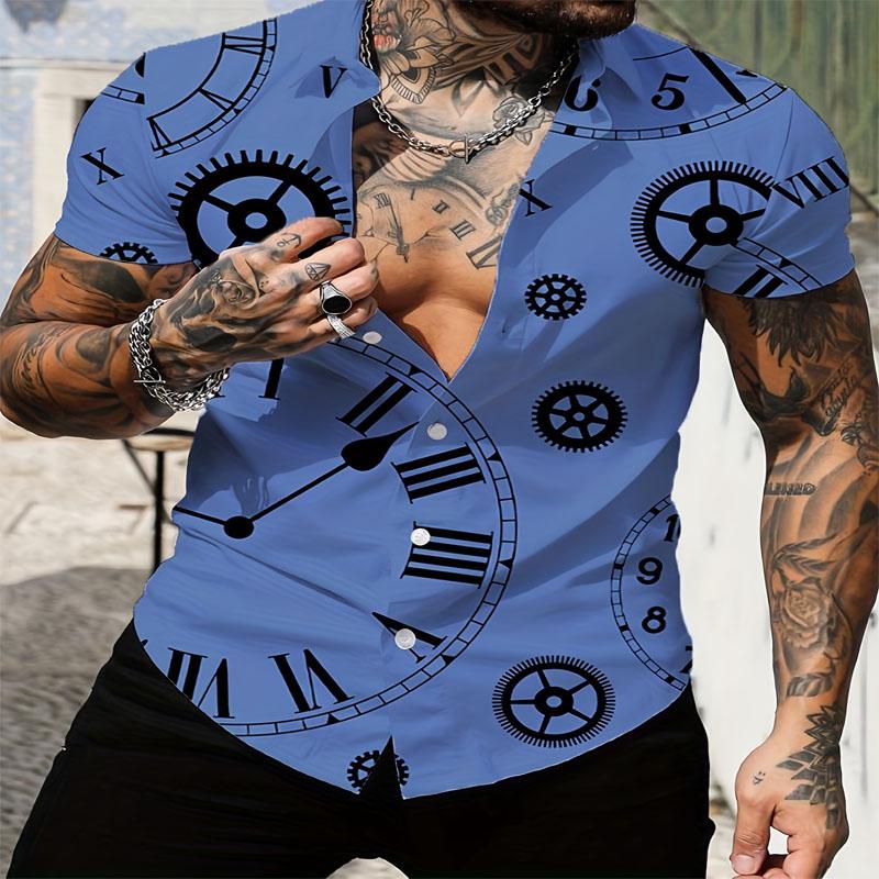 Fashionable and Casual Men's Summer 3D Digital Printed Outdoor Wear, Comfortable Quick Drying Drink and Slim Short Sleeved Shirt