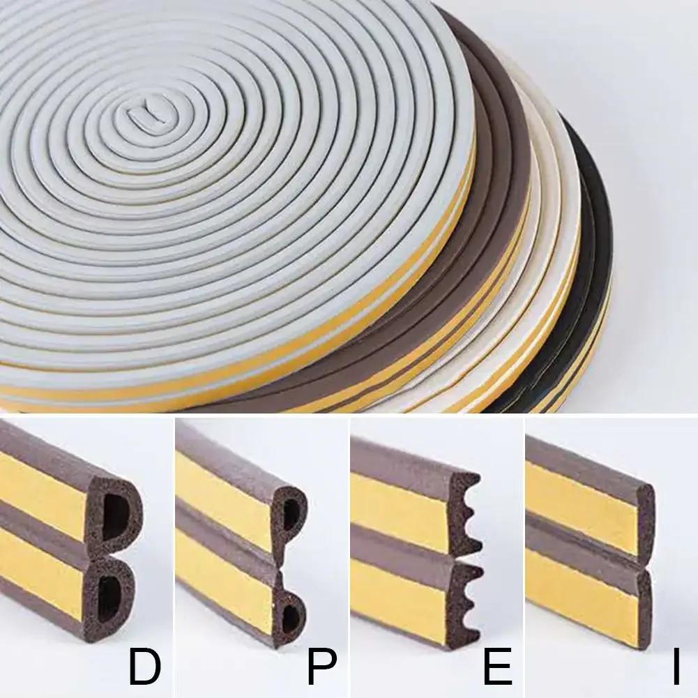 5m/10m Weather Stripping Door Seal Strip Diep Self-adhesive Draft Stopper Tape Window Insulation Noise Rubber Sealing Strip