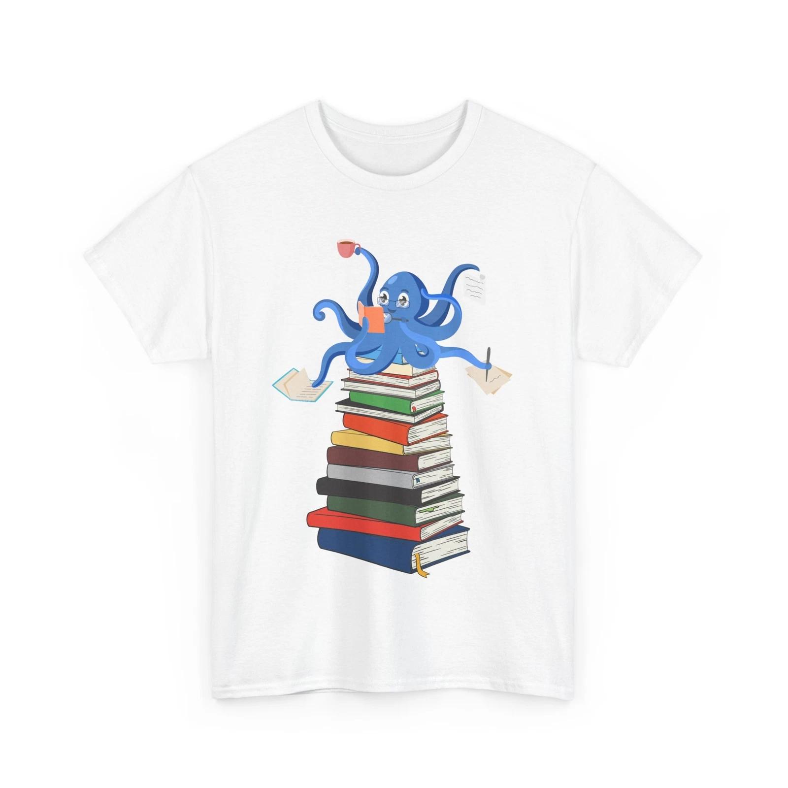 Books Octopus Shirt, Books Reading Lovers Bookish Women Men Cute T-shirt 4XL