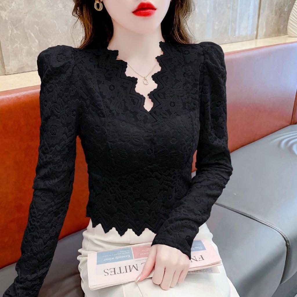 

Розовый кружевной базовый слой с рукавами-буфами и начесом, весна-осень, элегантный базовый слой, французское кружевное нижнее белье 2XL