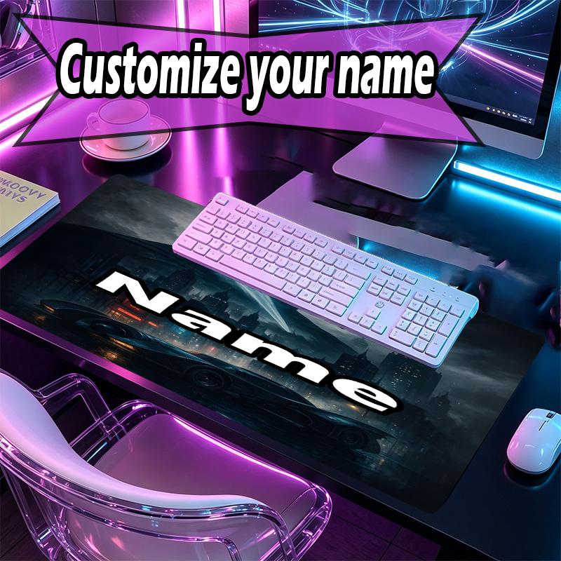 Custom Name Personalized Batman Pattern Mousepad, Laptop PC Desk Mat, Decorative Desk Mat for Home Keyboard Pad Gift