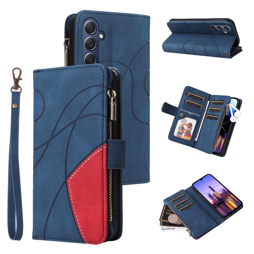 For Samsung Galaxy A17 5G/A17 4G/A26 5G/A16 5G/A16 4G Leather Case with Strap Zipper 9 Card Slot Phone Cover Stand