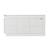 Credenza 140*35*72cm, Cassettiera per Camera da Letto, Soggiorno, con 3 Cassetti, Ripiani Regolabili e 2 Ante, Mobile Laccato Lucido con LED, Bianco