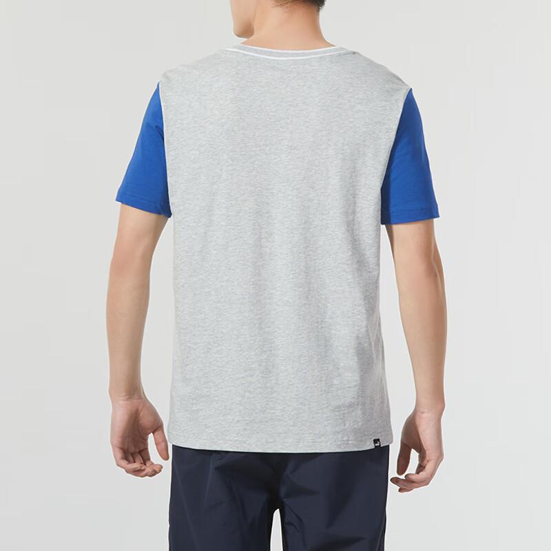Puma Letter Logo Print Spliced Casual Breathable Round Neck Short Sleeve T-Shirt Men Tops Gray 682184-04