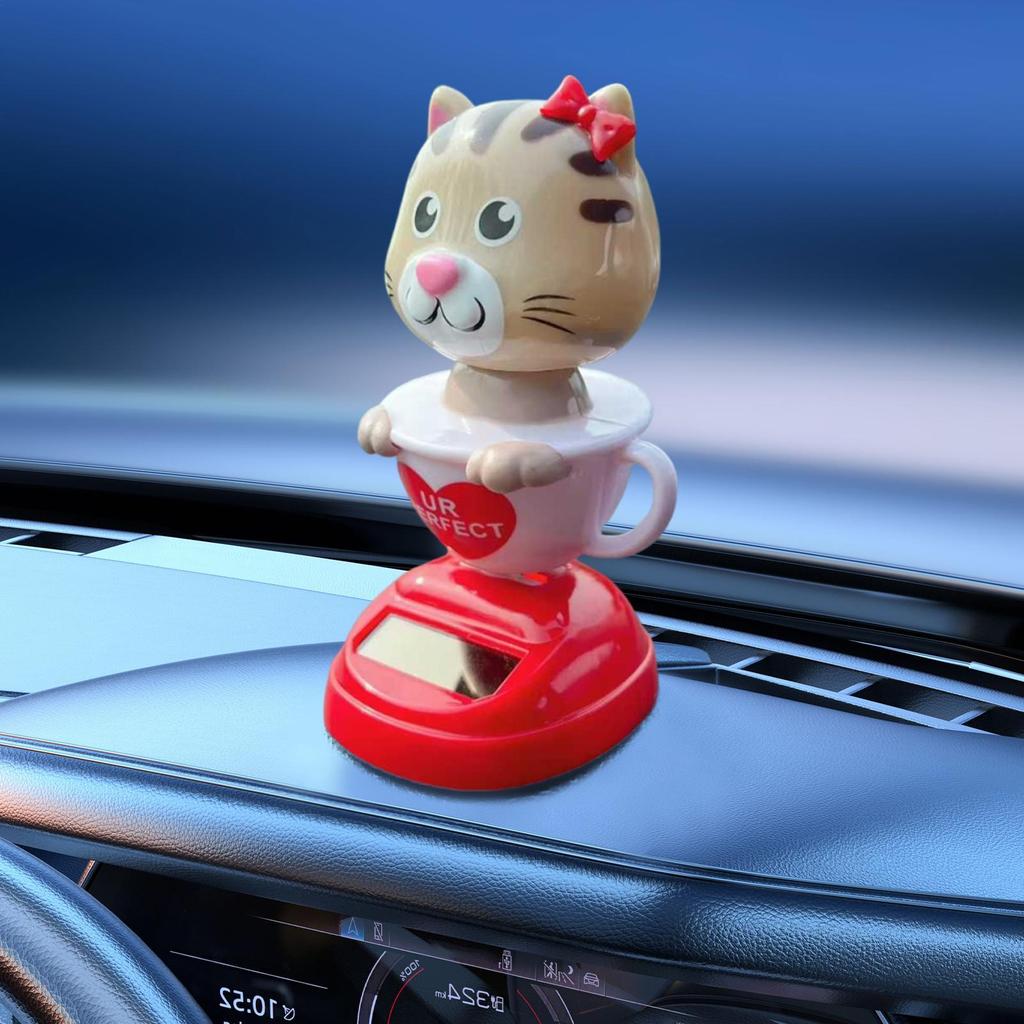 Car Dash Decorations Solar Powered Cute Figurines Car Dashboard Figurines Kitten Decorations For Automotive Interior Sedan Truck