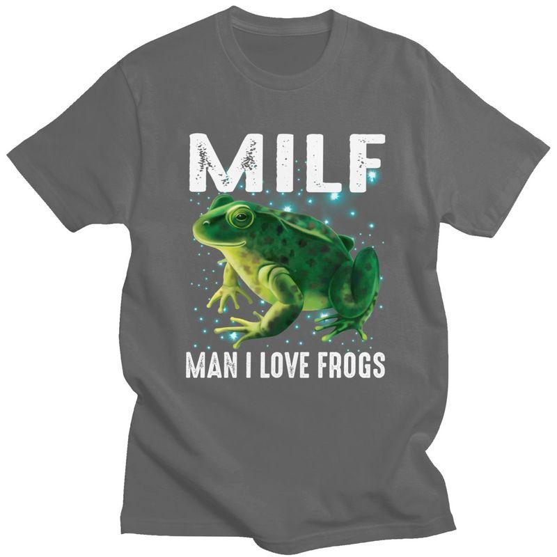 MILF Man I Love Frogs Tshirt for Men Short Sleeves Casual T Shirt Tshirt Slim Fit Pure Cotton Tee Valentines Day Gift