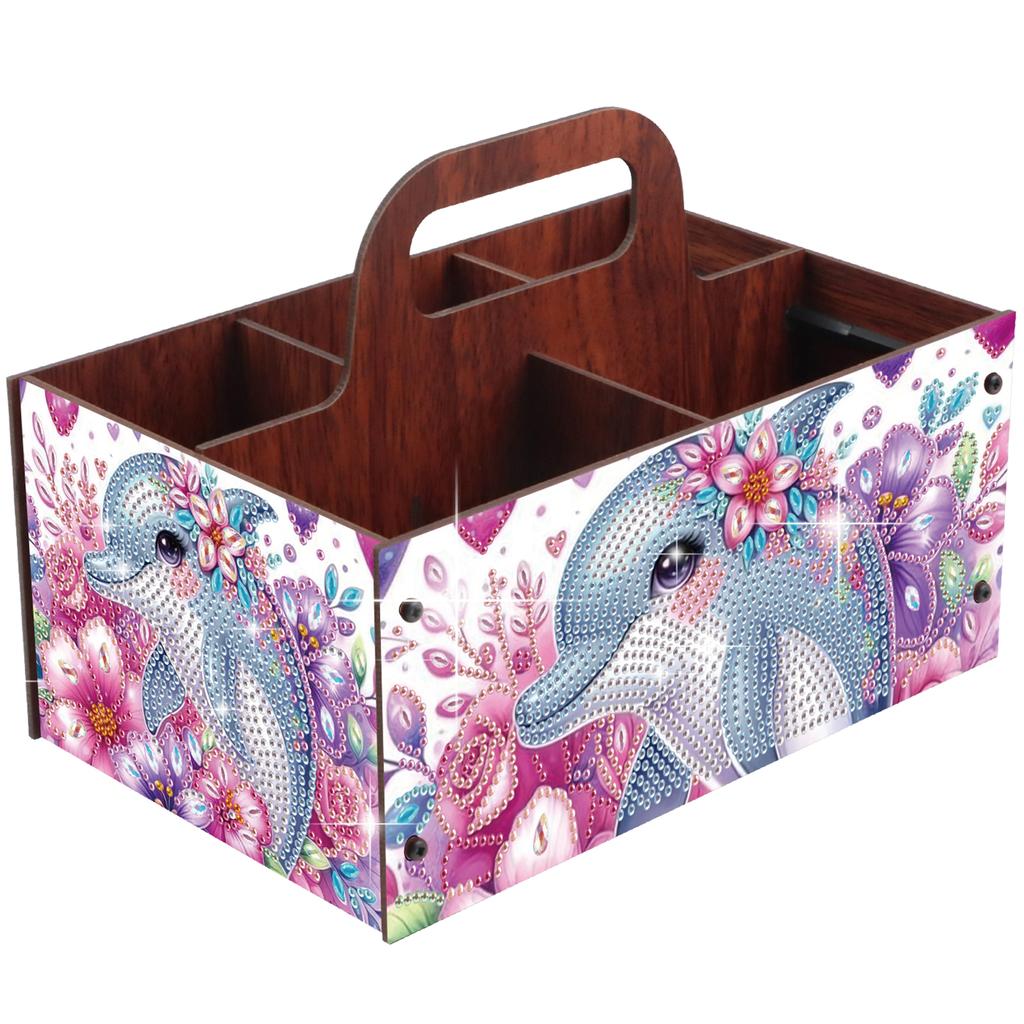 DIY Wooden Diamond Art Painting Storage Box Kit with Handheld Diamond Art Painting Holder Box for Home Office Decor Crafts Gift