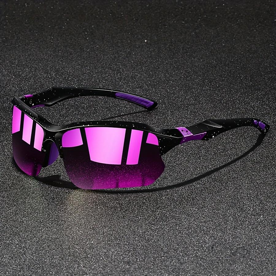 

Винтажные спортивные очки в полуободковой оправе - Ретро линзы с переходом от фиолетового к черному, Унисекс, Легкая прочная оправа для