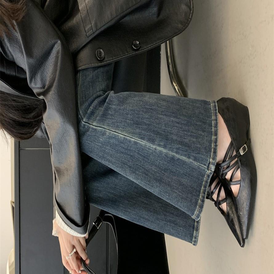 French fashion retro wedge pointed 2025 new Mary Jane single shoes ins wind cross belt single shoes women's shoes trend