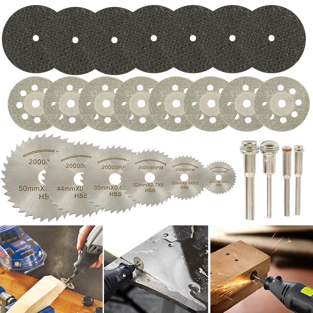 13/32/60Pcs Mini Circular Saw Blade Set Sanding Grinding Wheel Cutting Disc for Dremel Accessories Metal Cutting Rotary Tools