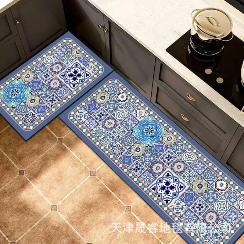 Kitchen Floor Mat Set Non-Slip Absorbent Diatomaceous Mud Rug Bohemian Style Dining Bathroom