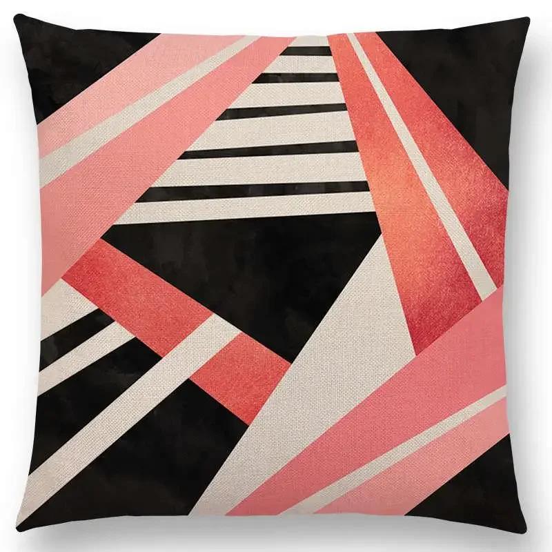 New Colorful Blocks Layers Stripes Geometric Combination Gold Lines Gorgeous Prints Cushion Cover Throw Pillow Case