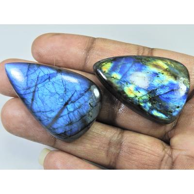 39-41 MM Natural Labradorite Multi Pear Cabochon Loose Gemstone 2 Pcs Lot D-222