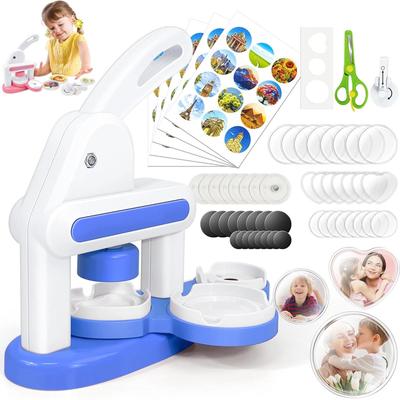 Anstecknadel-Herstellungsmaschine für Kinder, DIY-Button-Presse, Anstecknadel-Stanzset mit 86 Teilen Button-Teilen, Bilderschneider, Basteln für Kinder