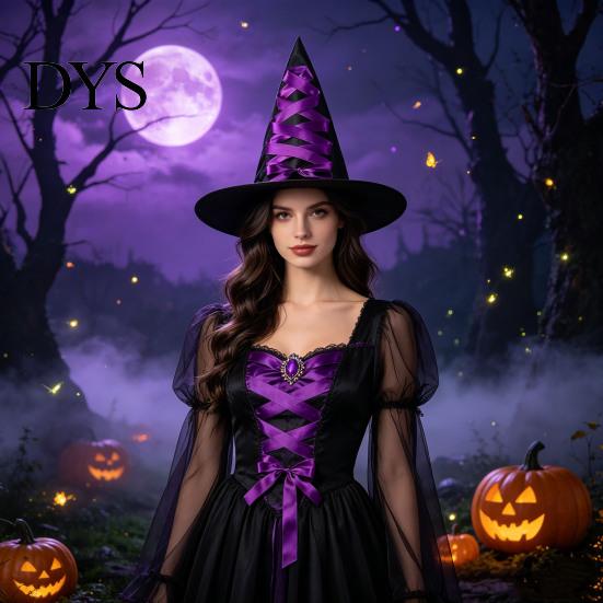 Halloween Costume Accessories Witch Hat, Reusable Oxford Cloth Pointed Wizard Festive Party Souvenir Hat for Costume, Carnival, Masquerade,