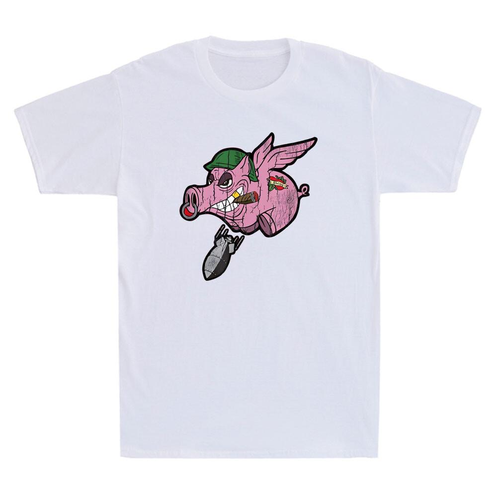 Wwii Vintage Flying Pig Military Funny Pig Pilot With Bomb Graphic Unisexs Tshirt
