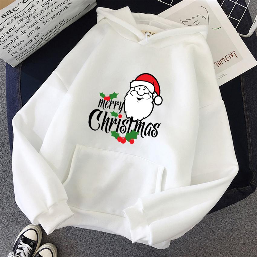 Fashion Womens Hoodie Santa Claus Print Funny Hoodies Women Streetwear Pullover Harajuku Sweatshirt Oversized Clothes Unisex Top