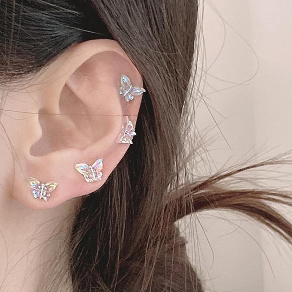 Youngrong Butterfly Magnet Fake Piercing Earrings Bracelet