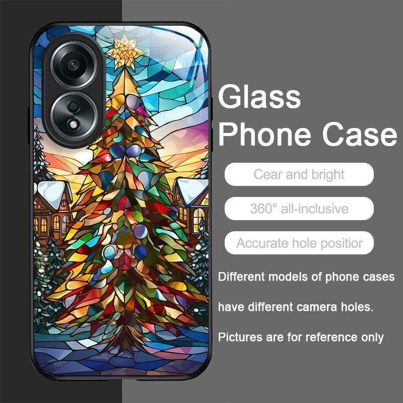 

Artistic Cartoon Christmas Tree Pattern Tempered Glass Phone Case for OPPO Realme 13 Pro Plus 12 11 10 C55 X7 GT Neo 2 3T Cover Realme 14 Pro+